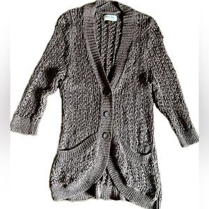 Sonoma Brown woven style Knit Cardigan Sweater. Women’s size Medium